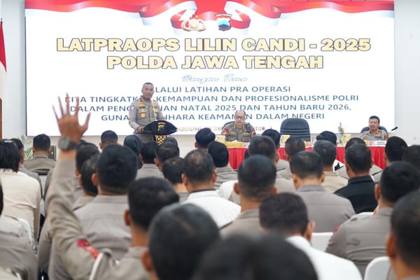 Polda Jateng Siap Amankan Nataru, Latpraops Lilin Candi 2025 Tekankan Pola Pengamanan Humanis dan Aman