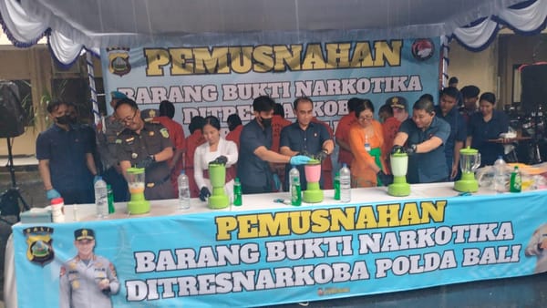 Polda Bali Musnahkan Barang Bukti Narkoba Senilai Lebih Dari 4 Miliar Rupiah