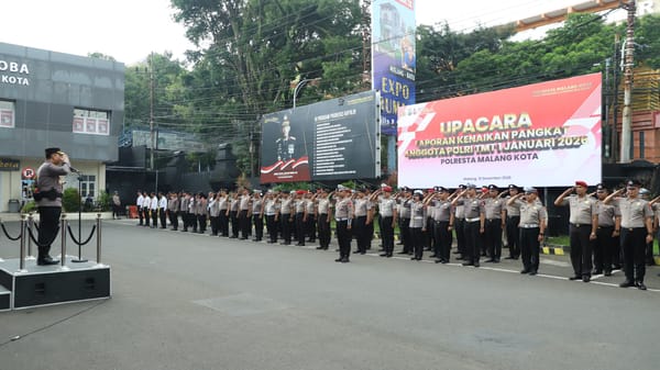 Awal Tahun 2026, Polresta Malang Kota Naikkan Pangkat 86 Personel Polri