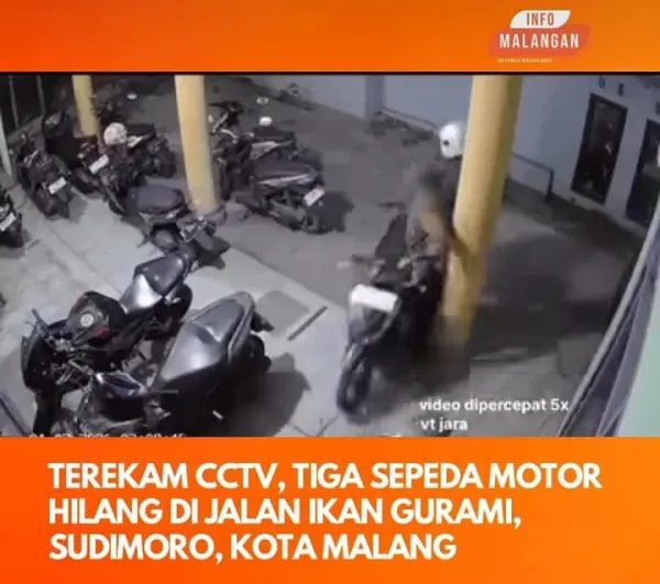 3 Motor Warga Hilang Sekaligus di Blimbing Malang, Aksi Pelaku Terekam CCTV
