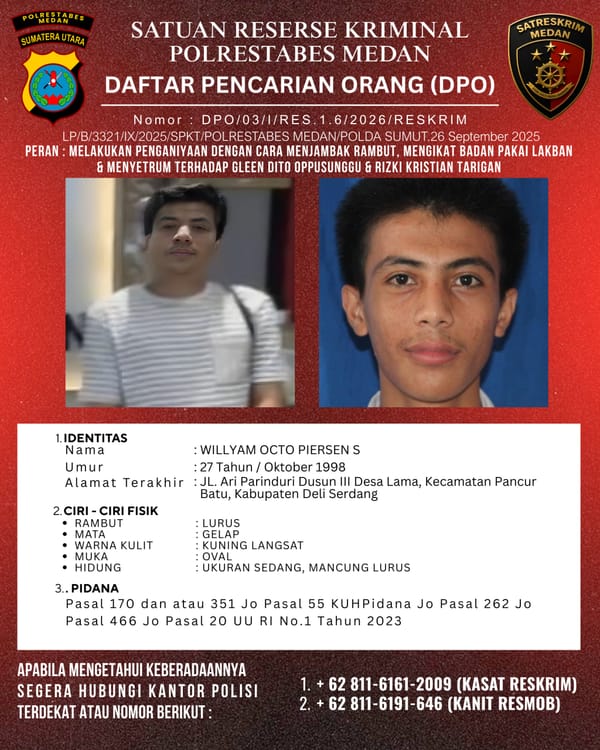 Polrestabes Medan Tetapkan DPO Kasus Pemukulan dan Pengikatan