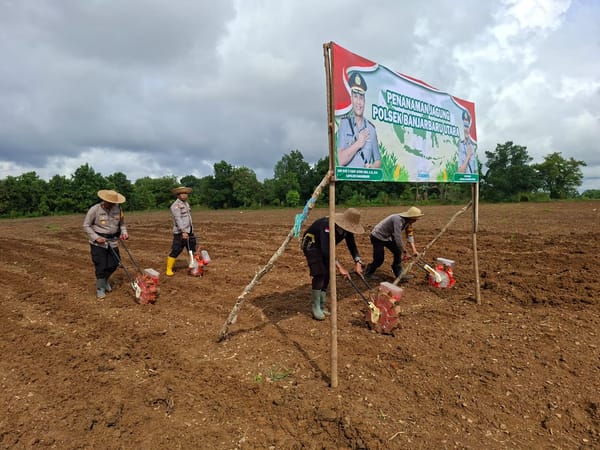 Dukung Program Ketahanan Pangan, Polsek Banjarbaru Utara Turun Langsung Tanam Jagung Pipil