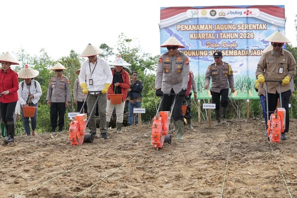Menuju Lumbung Jagung Kalbar, Kapolda Turun Langsung Tanam Jagung di Landak