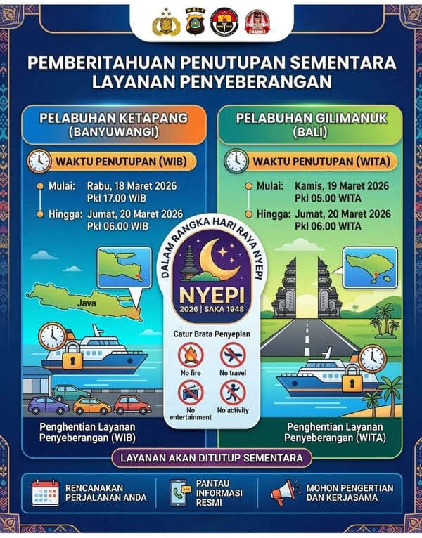 Sambut Hari Raya Nyepi Bali Tutup Sementara Pelabuhan Gilimanuk