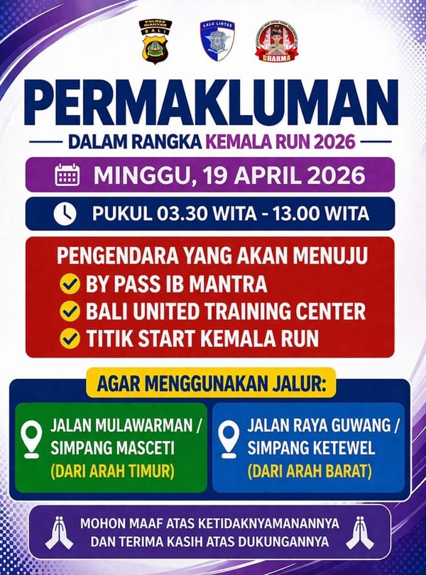 Jelang Kemala Run 2026 Polda Bali Sosialisasikan Pengalihan Arus Lalu Lintas Di Jl I.B. Mantra Gianyar