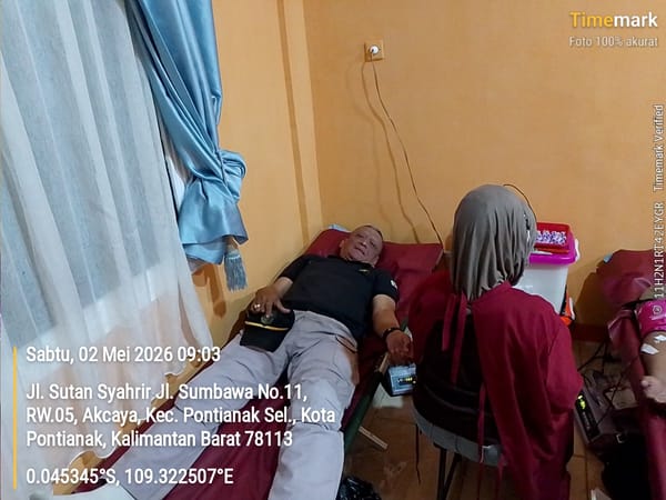 Aksi Sosial Polresta Pontianak Meriahkan HUT ke-27 Harian Berkat Lewat Donor Darah
