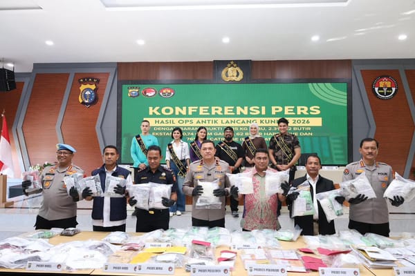 Polda Riau Tuntaskan Operasi Antik LK 2026, Ratusan Kasus Narkoba Terungkap dan 557 Pelaku Ditangkap