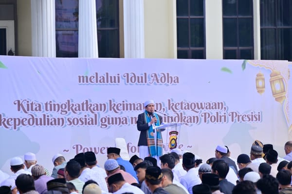 Pererat Silaturahmi, Polda Jambi Gelar Shalat Idul Adha 1447 H dan Berbagi Hewan Kurban