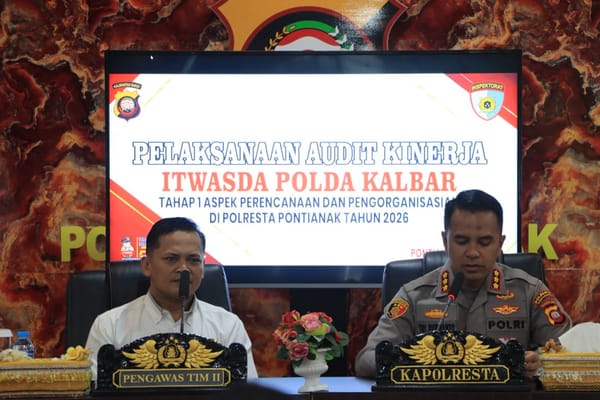 Polresta Pontianak Terima Tim Audit Kinerja Itwasda Polda Kalbar Tahap I Tahun 2026