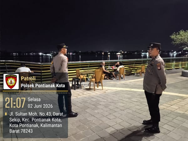 Patroli Enggang Polsek Pontianak Kota Sambangi Kawasan Waterfront Sultan Muhammad