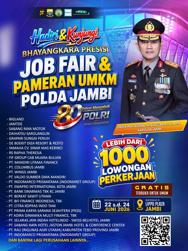 Dorong Penyerapan Tenaga Kerja dan Kebangkitan UMKM, Polda Jambi Hadirkan Bhayangkara Presisi Job Fair 2026