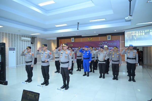 Polda Jambi Ikuti Vicon Upacara Nilai-Nilai Tribrata Sambut Hari Bhayangkara ke-80