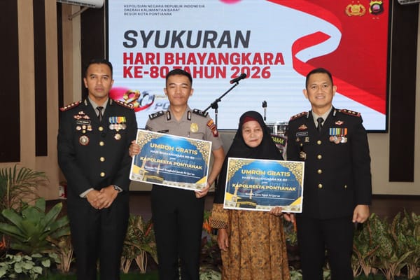 Wujud Apresiasi Hari Bhayangkara ke-80, Kapolresta Pontianak Hadiahkan Umroh Gratis bagi Guru Ngaji dan Personel Berprestasi