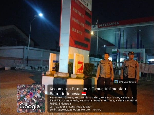 Polsek Pontianak Timur Gencarkan Monitoring dan Pengamanan SPBU, Pastikan Penyaluran BBM Berjalan Aman