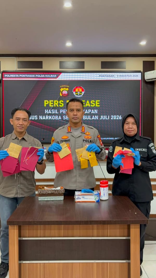Satresnarkoba Ungkap 9 Kasus Narkoba Selama Juli 2026, Amankan 11 Tersangka dan 126 gram barang bukti jenis Sabu