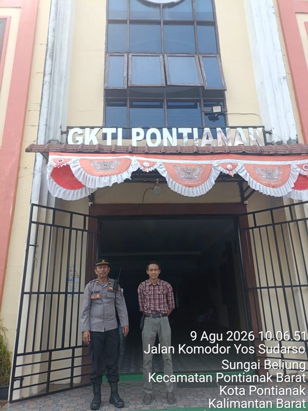 Pastikan Ibadah Minggu Aman, Panit 3 Samapta Polsek Pontianak Barat Patroli Sejumlah Gereja