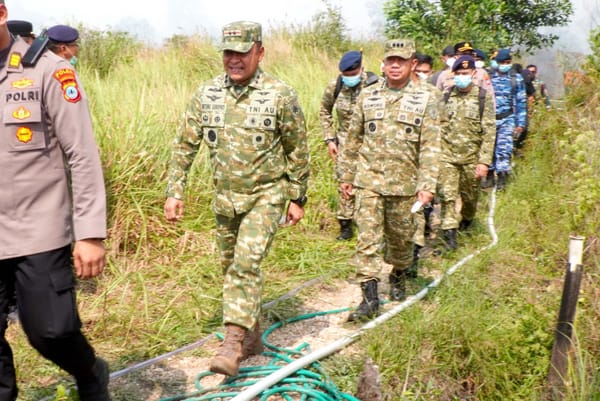 Komandan Lanud Sjamsudin Noor Dampingi Pangkodau II Tinjau Langsung Penanggulangan Karhutla di Kalimantan Selatan.