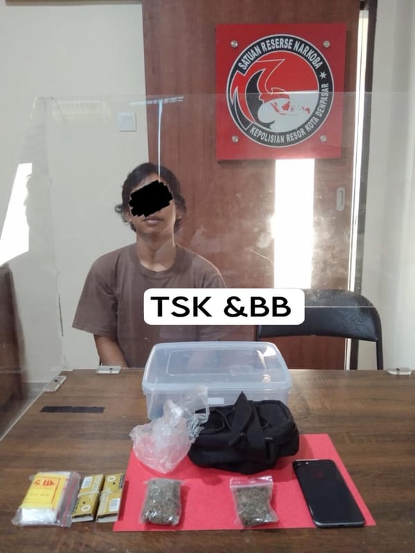 SAT RESNARKOBA POLRESTA DENPASAR AMANKAN PENGEDAR GANJA DI KEROBOKAN