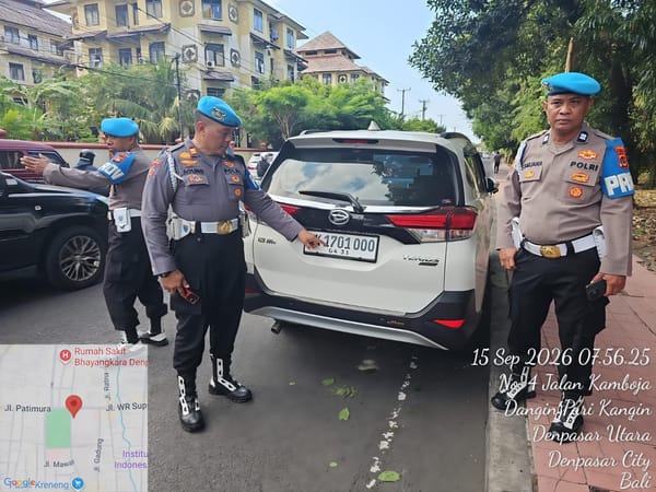 Bid Propam Polda Bali Tertibkan Parkir Liar di Jalan Kamboja