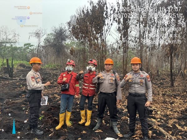 Cegah Karhutla, Sat Samapta Polresta Pontianak Patroli Lahan Rawan dan Cek Sumber Air