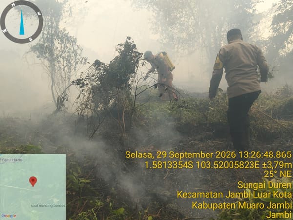 Karhutla di Sungai Duren Capai 5 Hektare, Polri-TNI Bersama BPBD dan Warga Turun Tangan