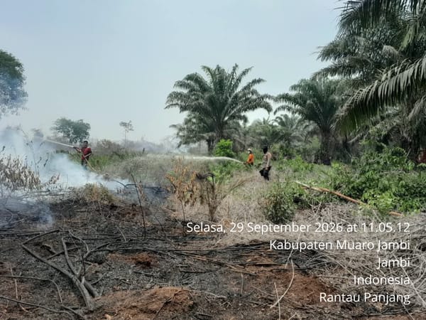 Tim Gabungan Lakukan Pendinginan Karhutla di Desa Rantau Panjang, Muaro Jambi