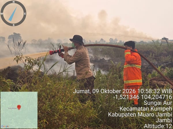 Karhutla di Tahura Sungai Aur dan Sumber Jaya Muaro Jambi Ditangani Tim Gabungan