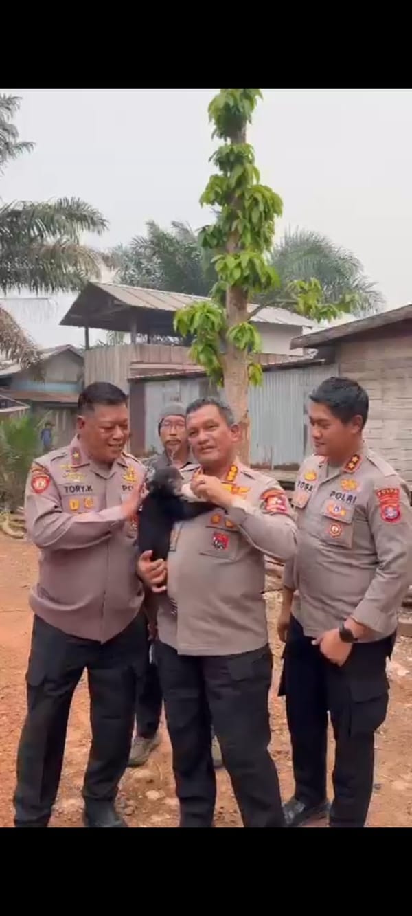 Aksi Kemanusiaan Polri di Tengah Karhutla, Anak Beruang Madu Berhasil Diselamatkan