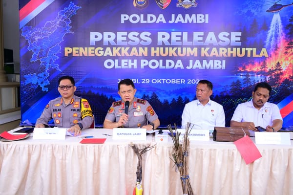Polda Jambi Ungkap 19 Kasus Karhutla, 16 Tersangka dan 112 Hektare Lebih Lahan Terbakar